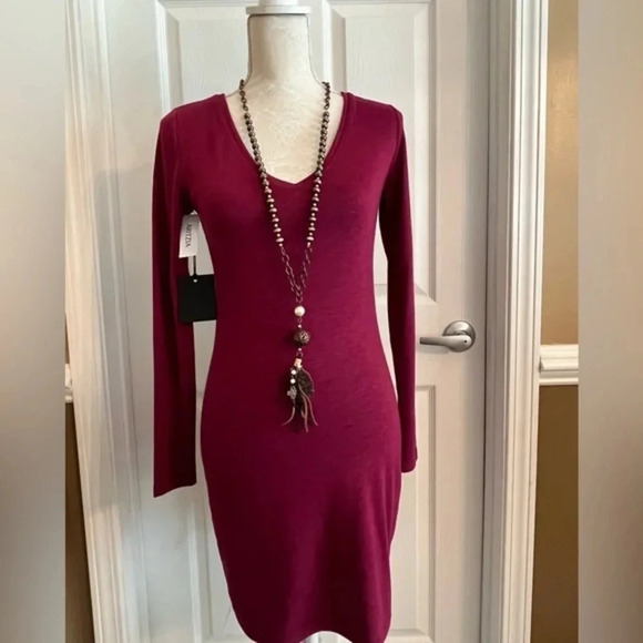 TALULA-ARITZIA V-Neck Womens Raspberry‎ Color Dress - Picture 5 of 13